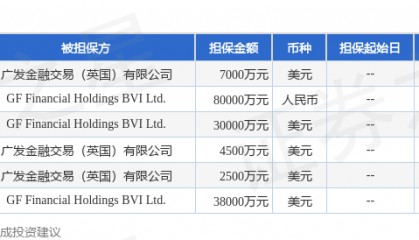 广发证券披露6笔对外担保,被担保公司2家