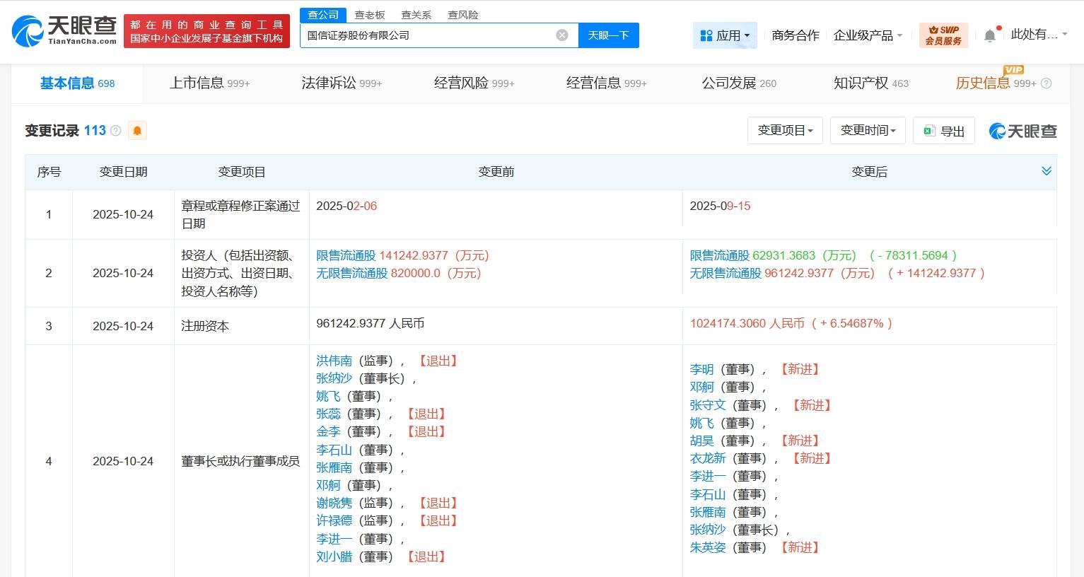 国信证券增资至约102.4亿 增幅约6.5%